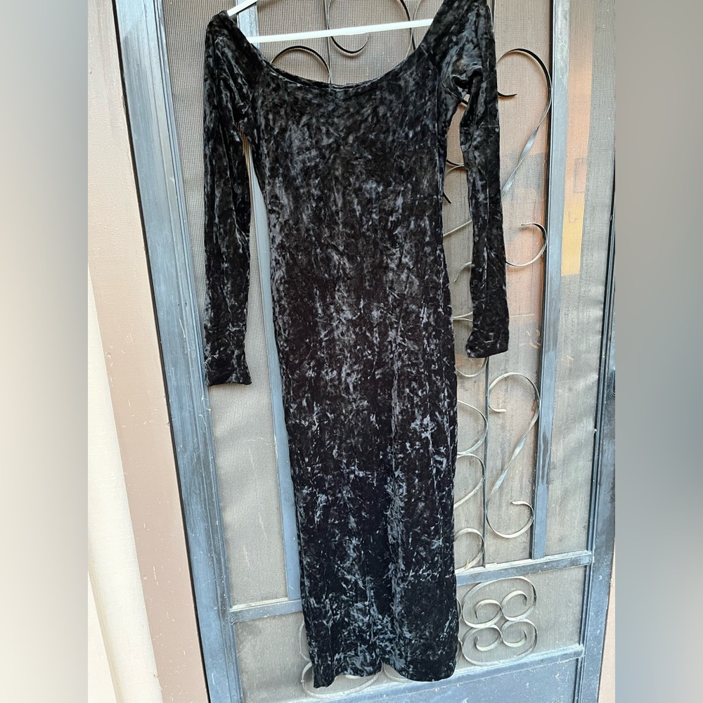 Vintage Betsey Johnson long velvet black dress
